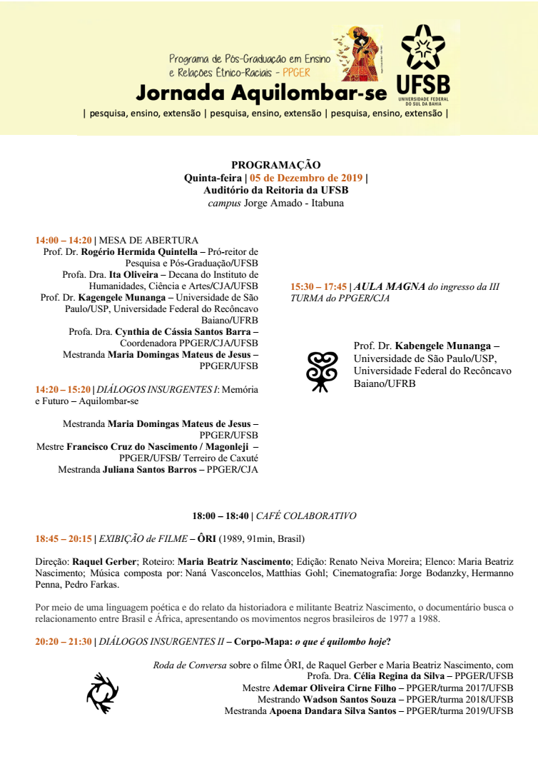 cartaz prog I Jornada Aquilombar se
