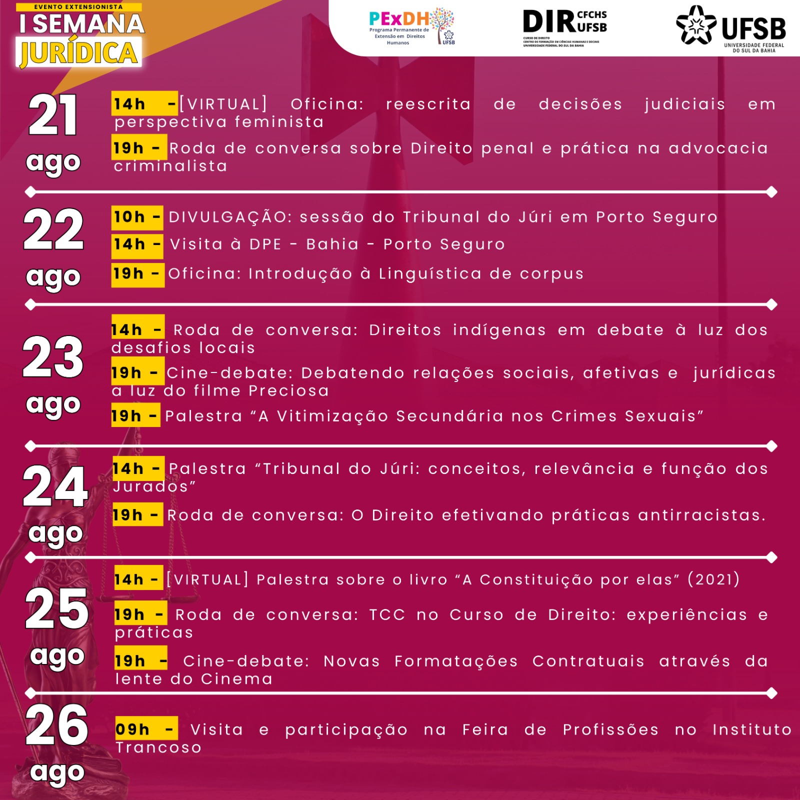 Programação 1 semana juridica
