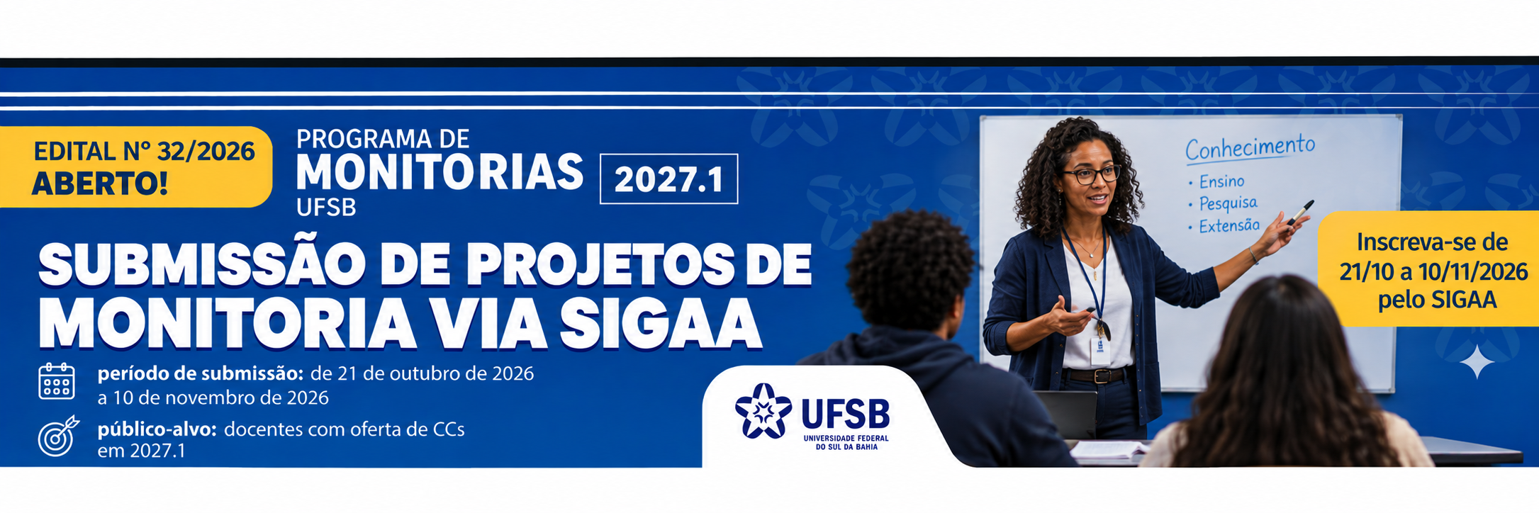 EDITAL PROGEAC N.32/2026- SUBMISSÃO DE PROJETOS DE MONITORIA 2027.1